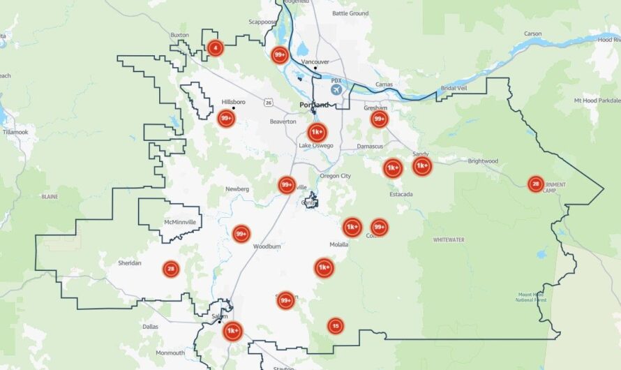 风暴袭击俄勒冈州！超3.8万户停电！
